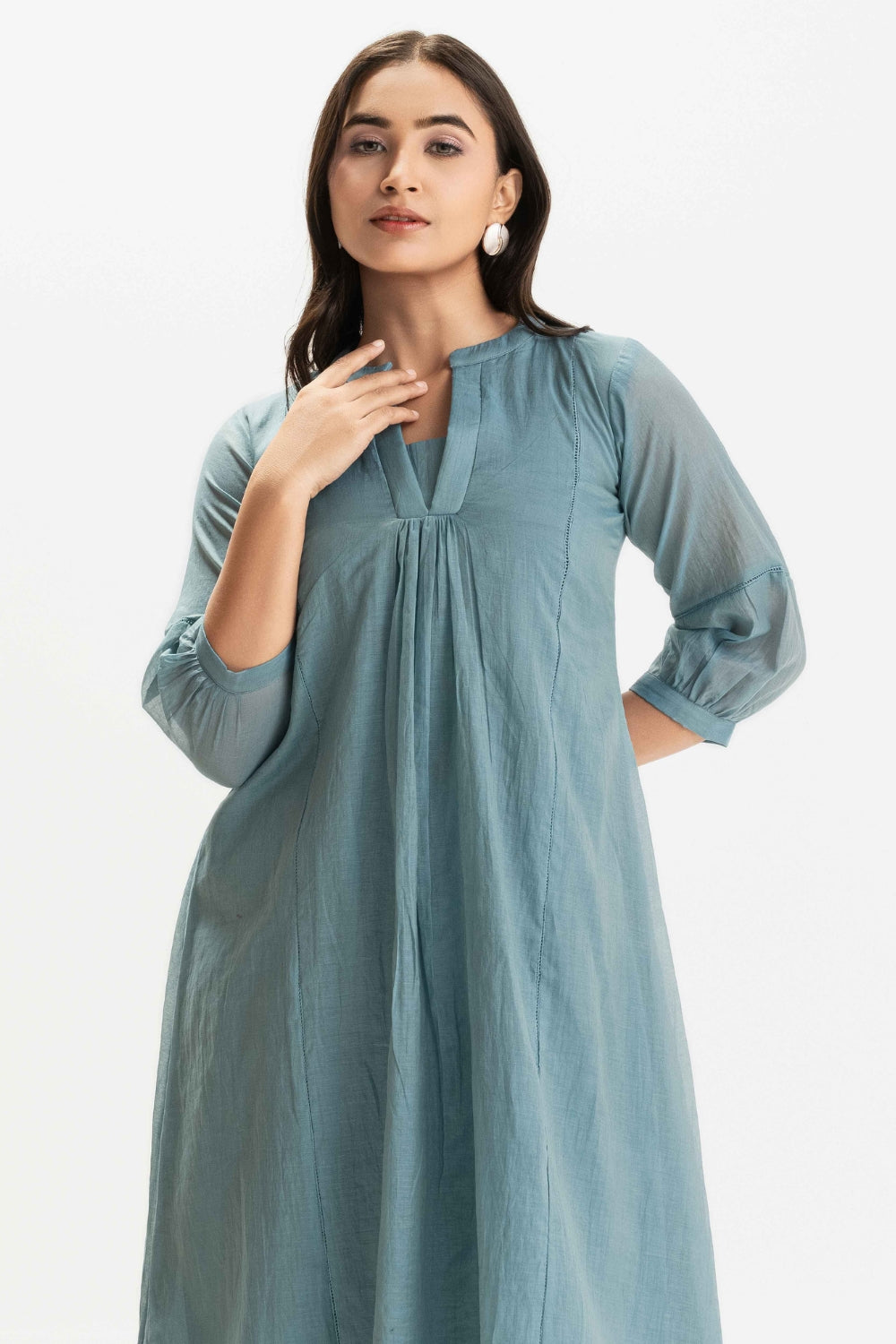 BLUE PURE CHANDERI SOFT CO-ORD SET