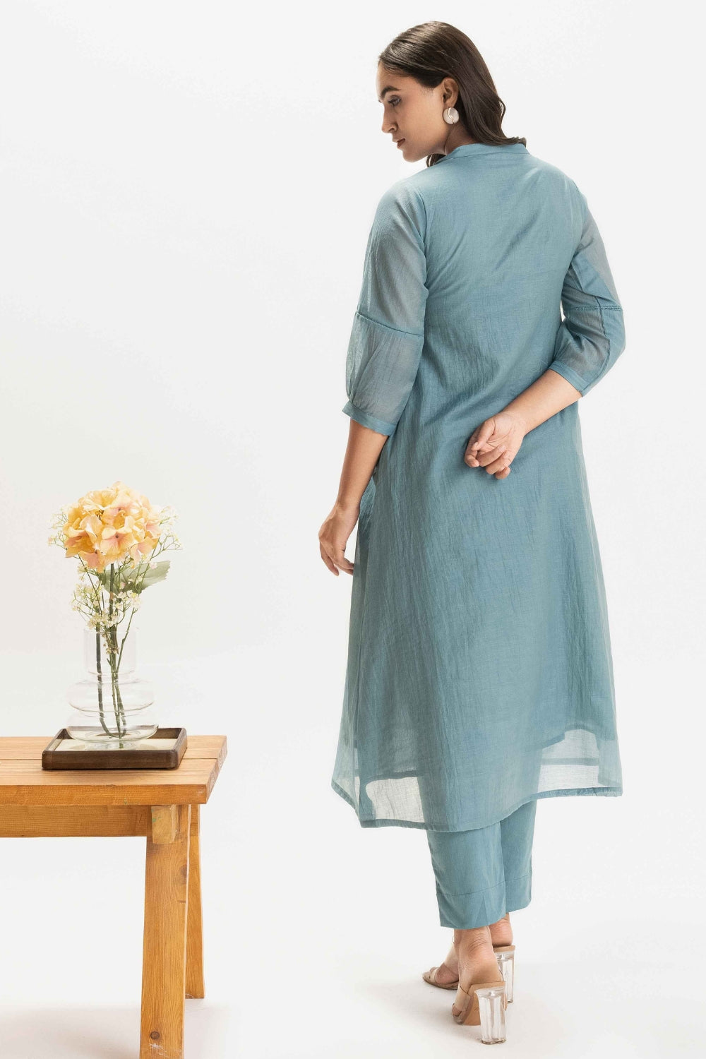 BLUE PURE CHANDERI SOFT CO-ORD SET