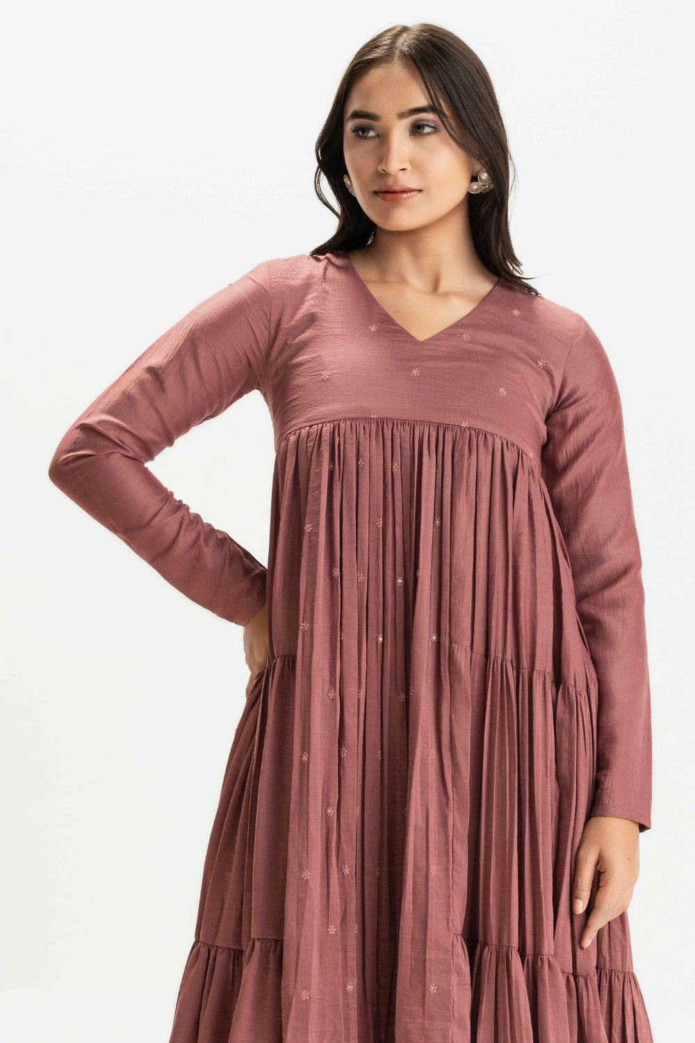 DUSTY ROSE PURE CHINNON COTTON BUTTI WORK FESTIVE SUIT