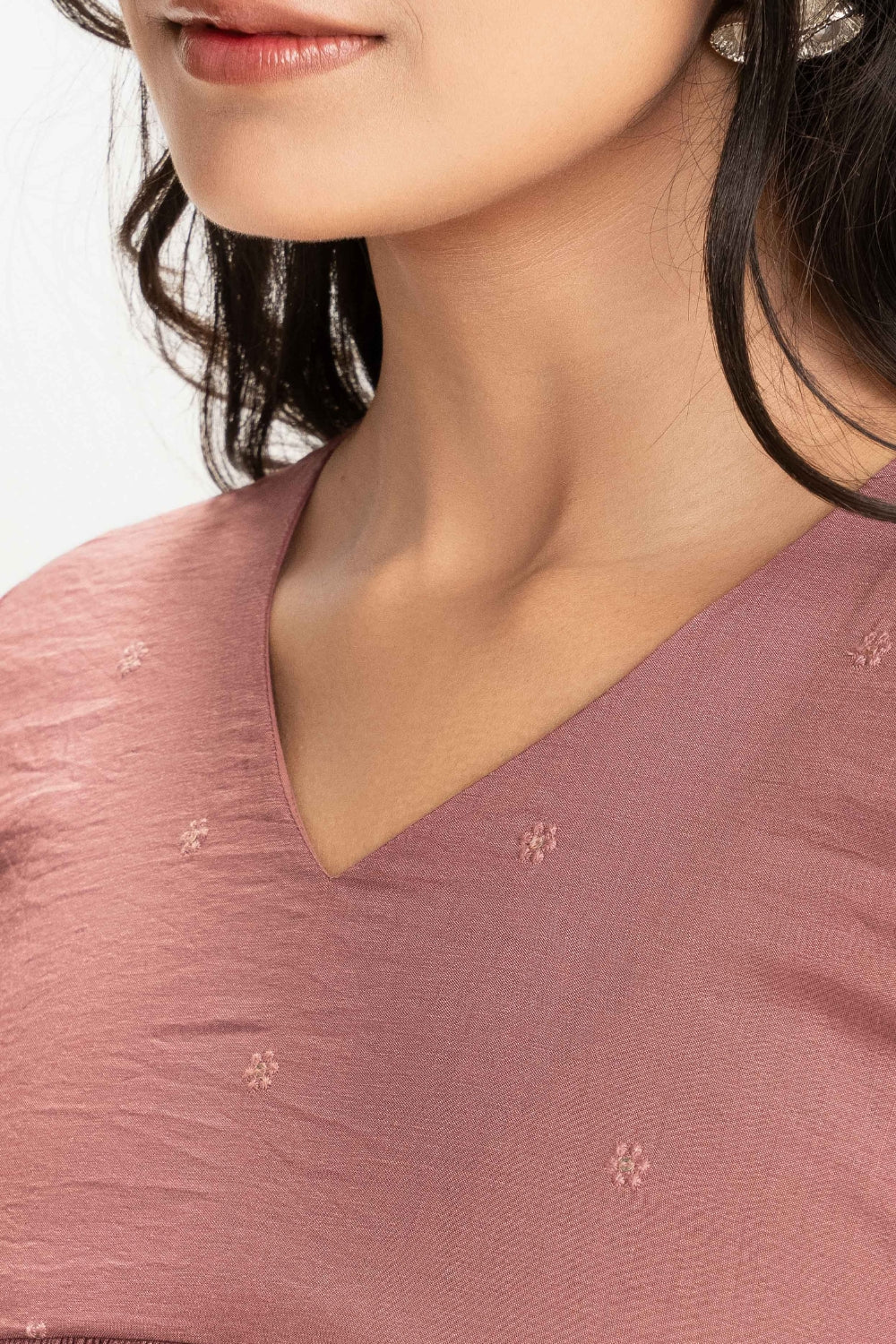 DUSTY ROSE PURE CHINNON COTTON BUTTI WORK FESTIVE SUIT