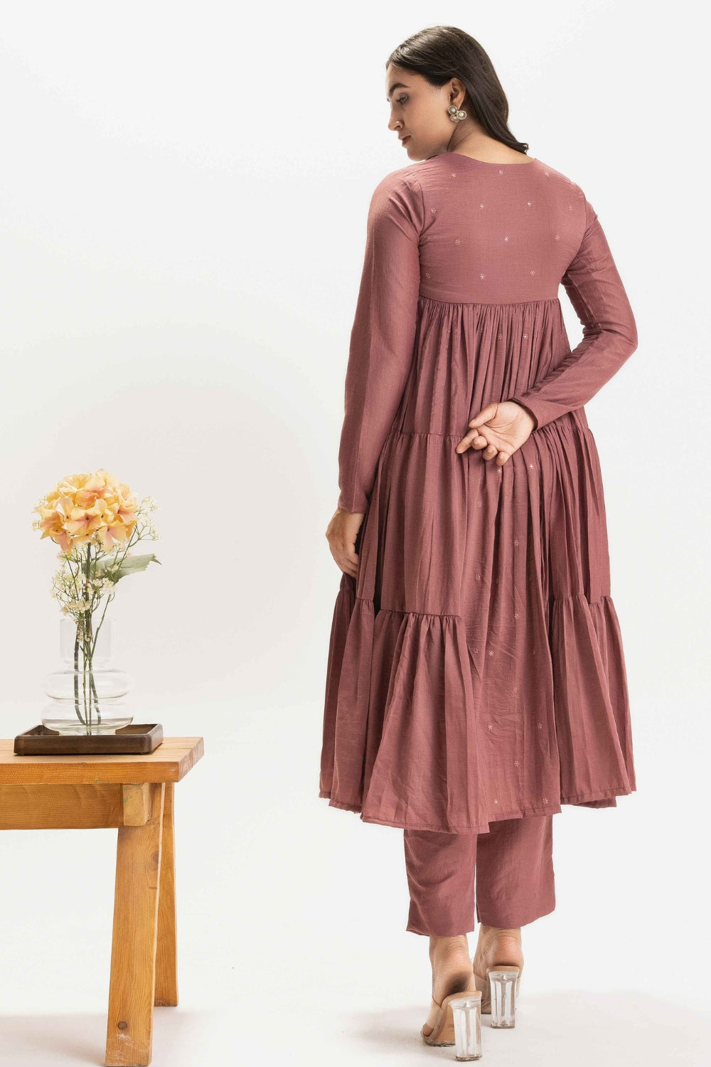 DUSTY ROSE PURE CHINNON COTTON BUTTI WORK FESTIVE SUIT