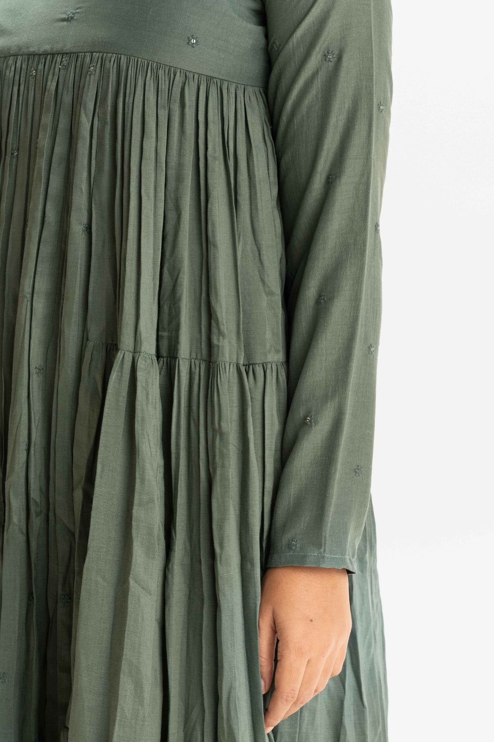 SAGE GREEN PURE CHINNON COTTON BUTTI WORK FESTIVE SUIT