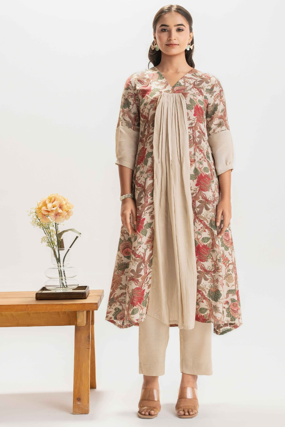 BEIGE DELICATE PURE MUSLIN SOFT CO-ORD SET