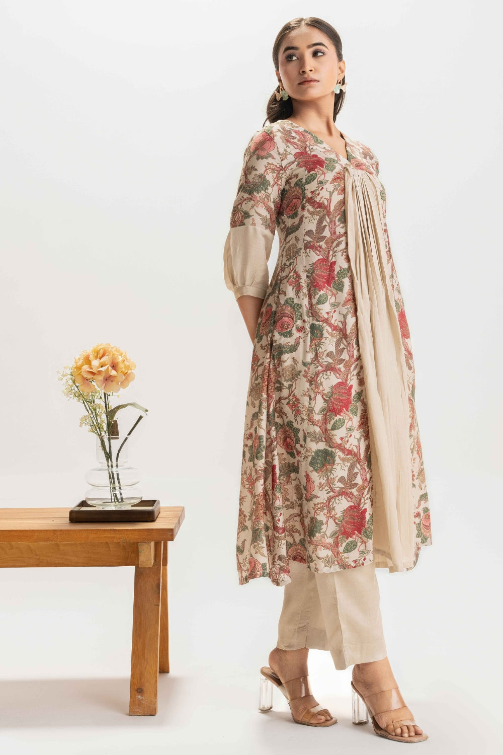 BEIGE DELICATE PURE MUSLIN SOFT CO-ORD SET