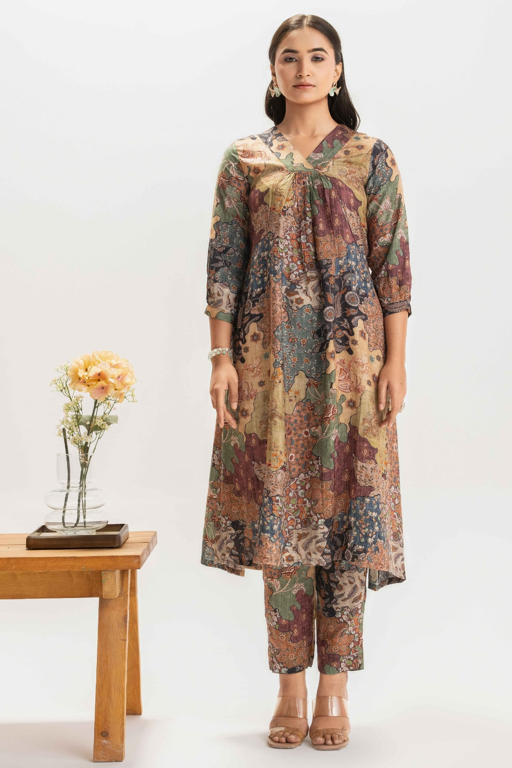 BROWN DELICATE PURE MUSLIN SOFT CO-ORD SET