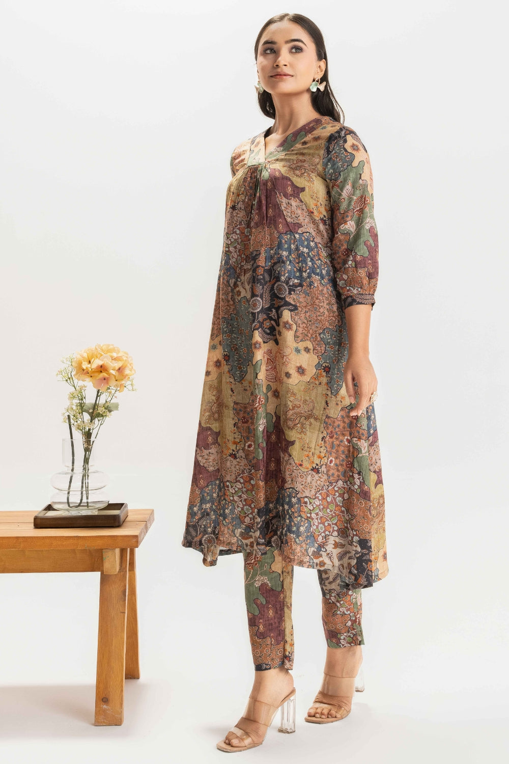 BROWN DELICATE PURE MUSLIN SOFT CO-ORD SET