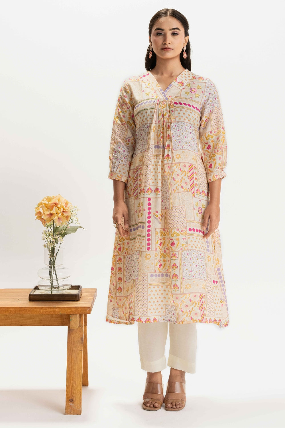 CREAM DELICATE PURE MUSLIN SOFT CO-ORD SET