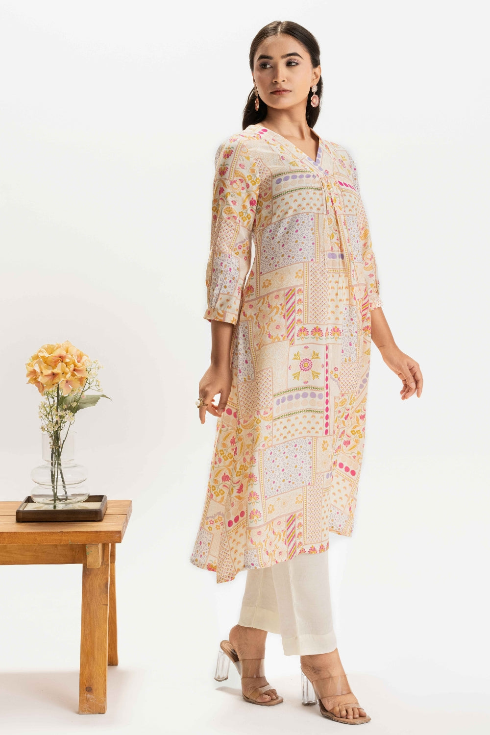 CREAM DELICATE PURE MUSLIN SOFT CO-ORD SET