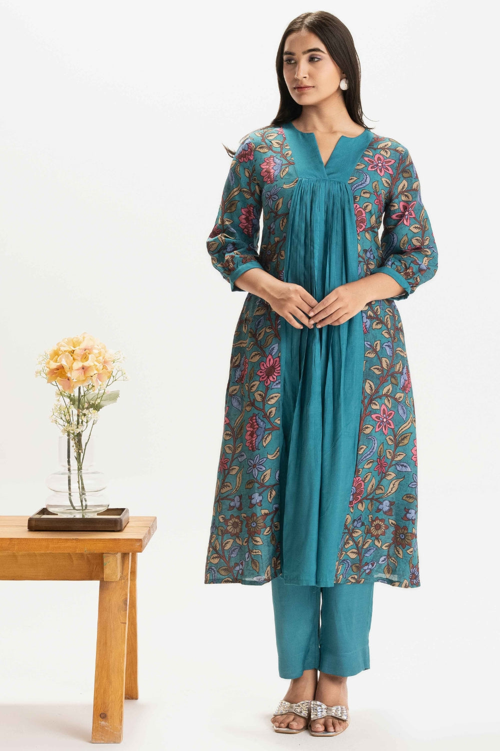 TEAL BLUE DELICATE PURE MUSLIN SOFT CO-ORD SET