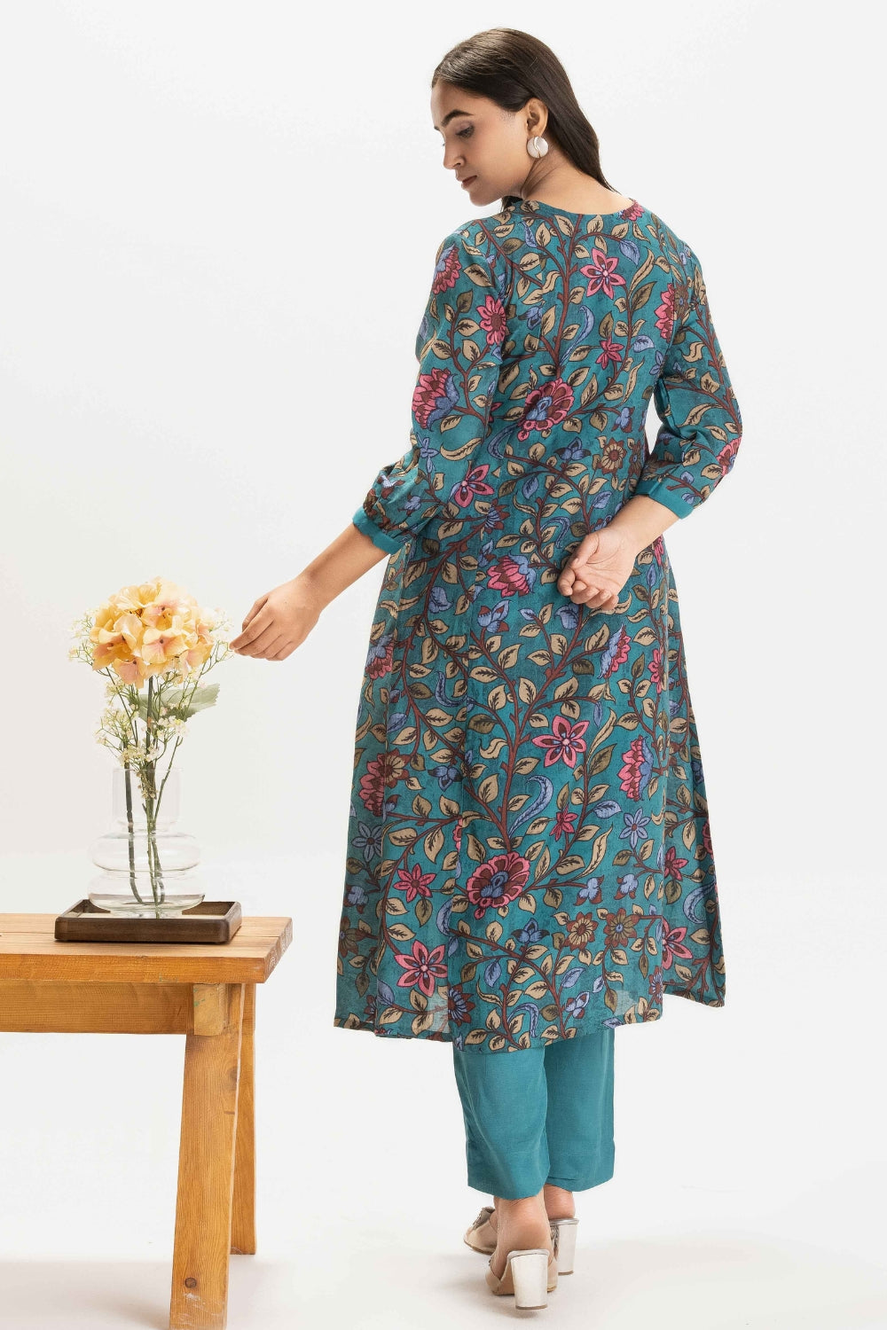 TEAL BLUE DELICATE PURE MUSLIN SOFT CO-ORD SET