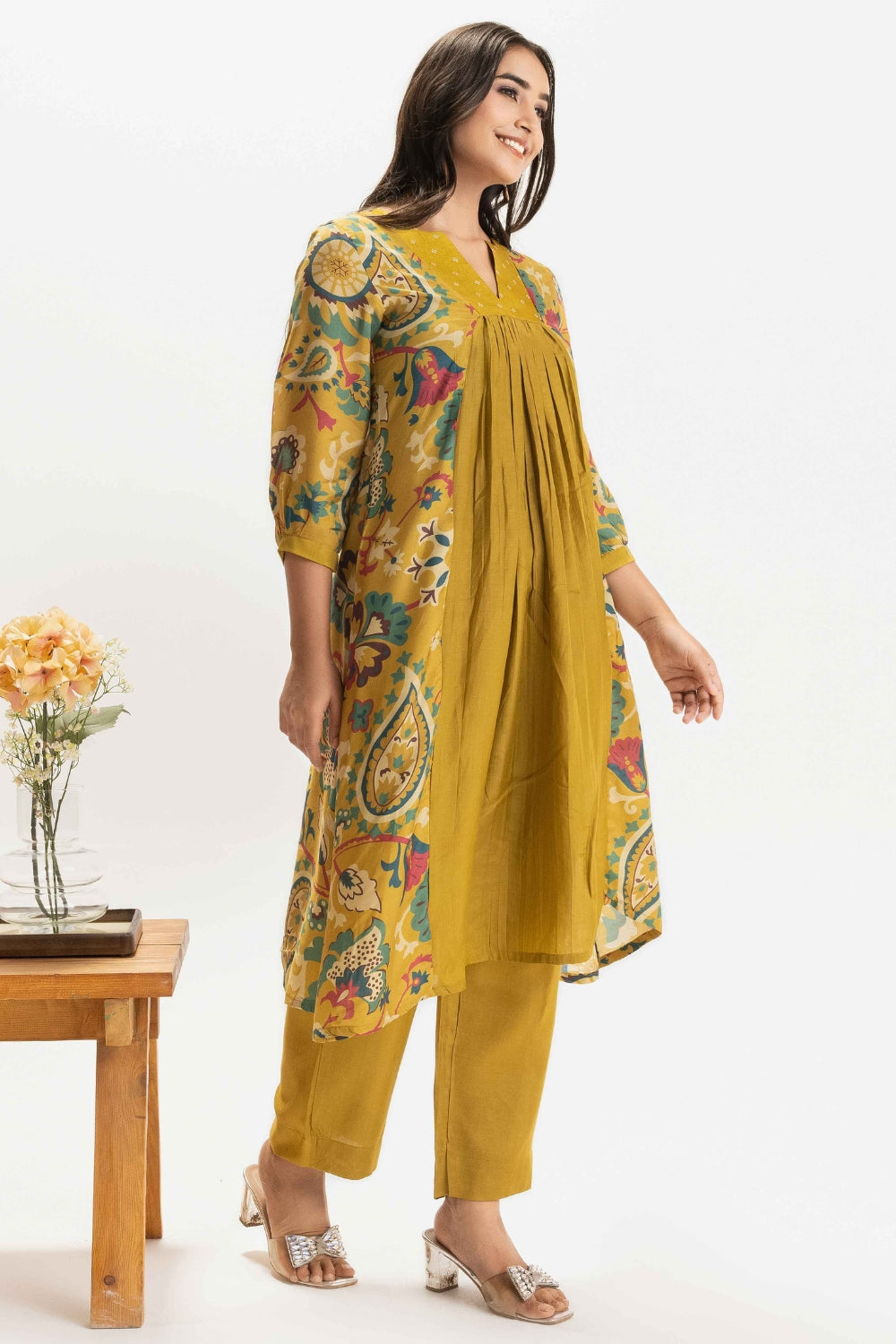 MUSTARD YELLOW DELICATE PURE MUSLIN SOFT CO-ORD SET