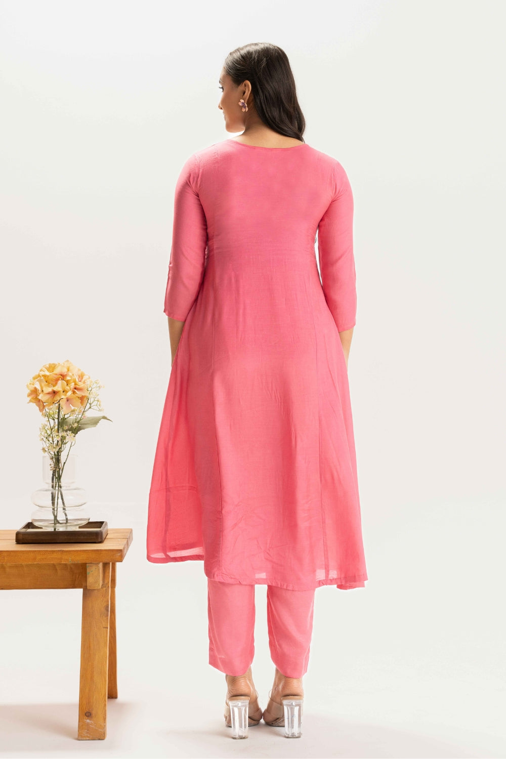 LIGHT PINK FLORAL PATCH WORK DELICATE PURE MUSLIN SOFT CO-ORD SET