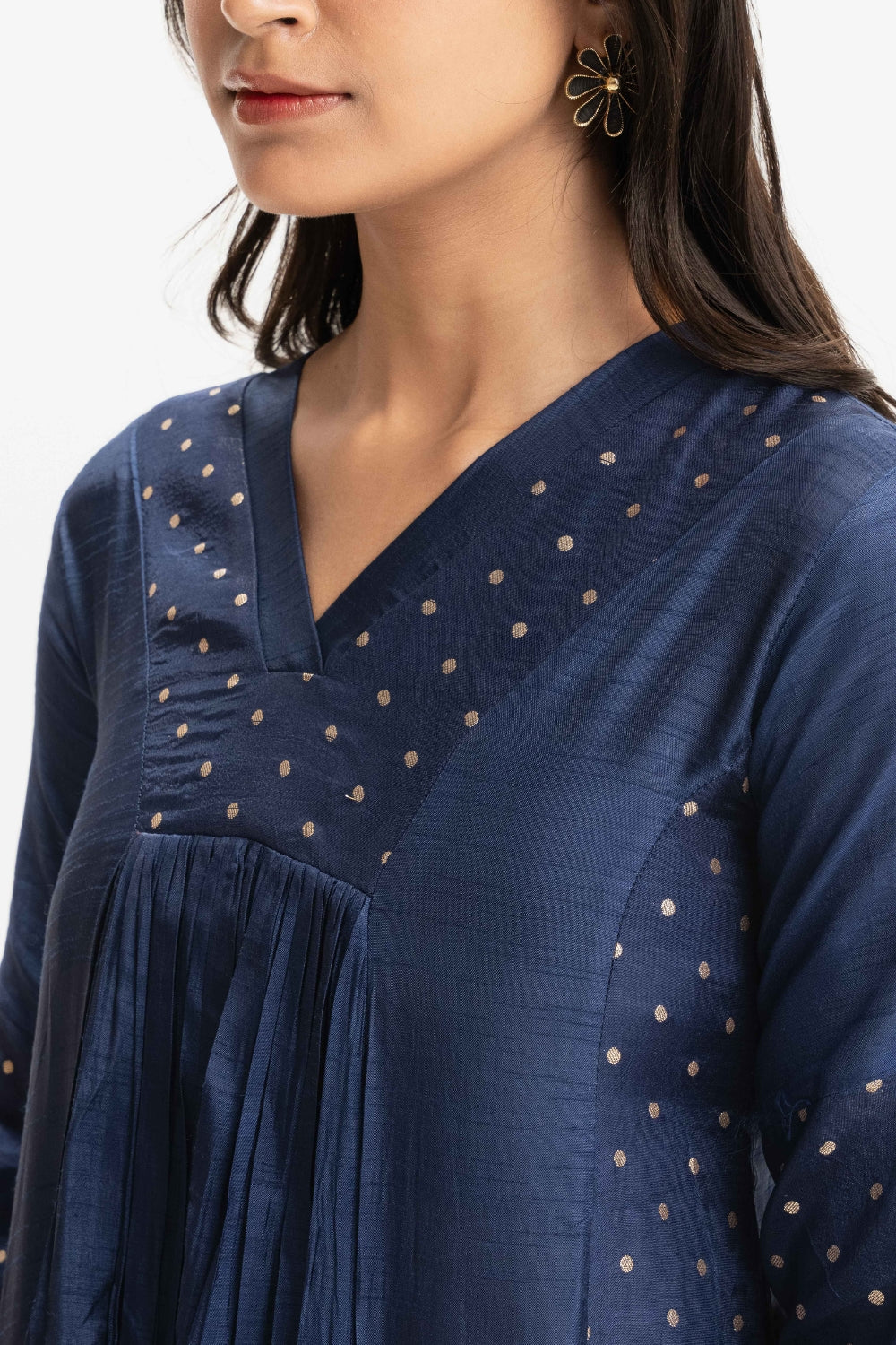 DEEP BLUE DOLA SILK BROCADE WORK CO-ORD SET