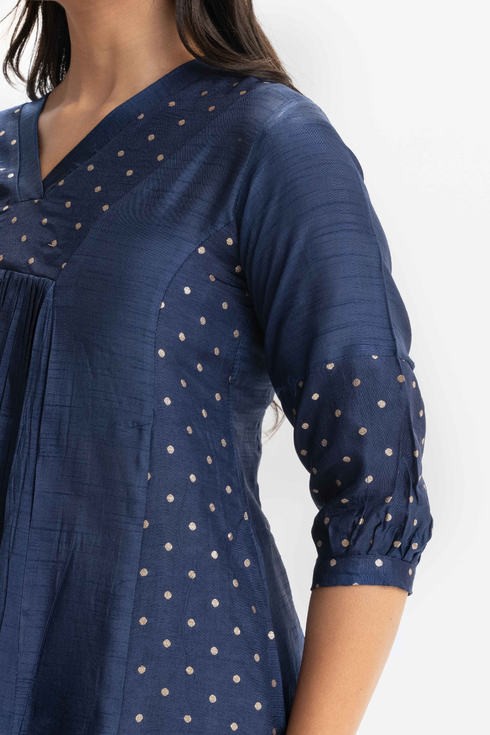 DEEP BLUE DOLA SILK BROCADE WORK CO-ORD SET