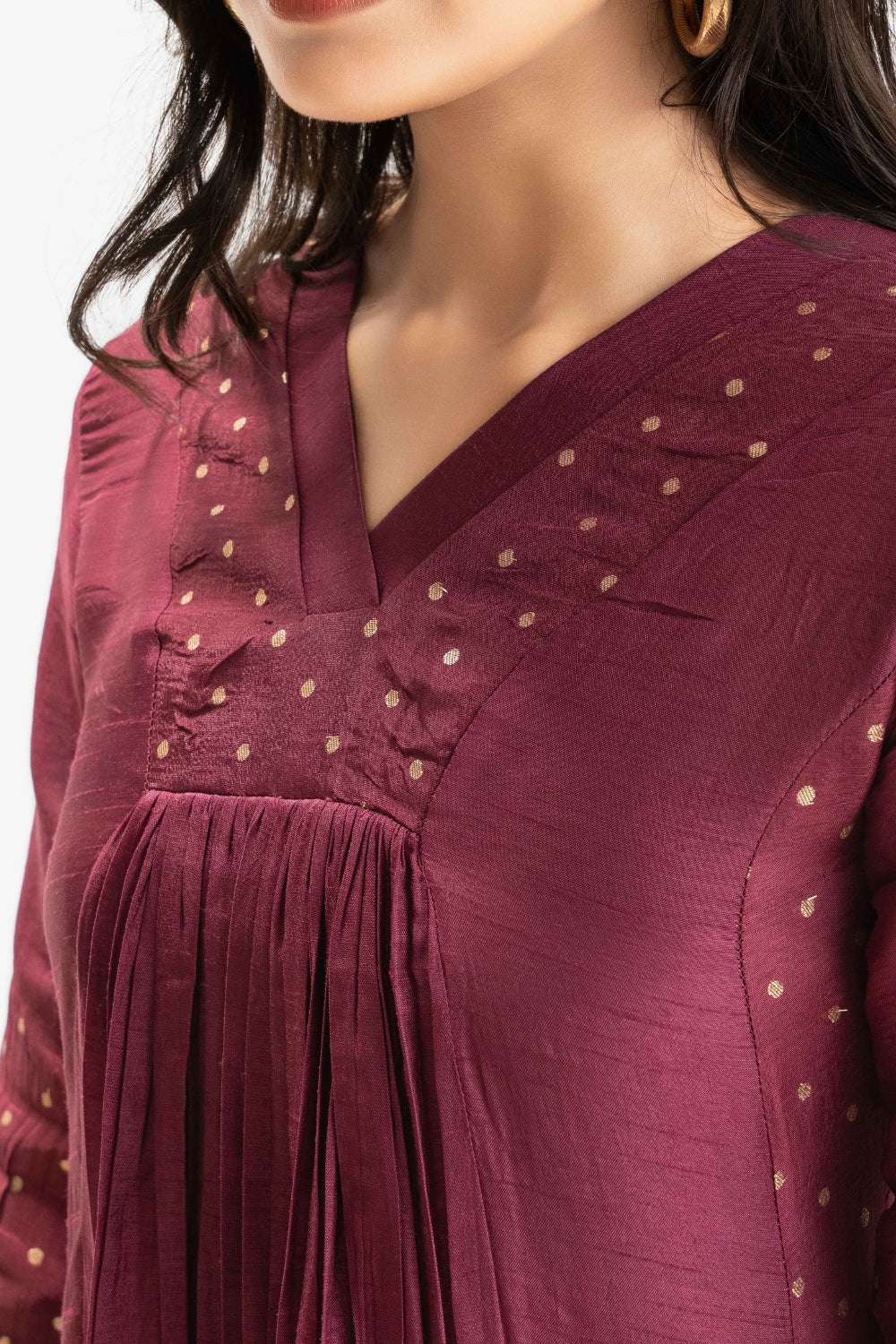 DEEP WINE DOLA SILK BROCADE WORK CO-ORD SET