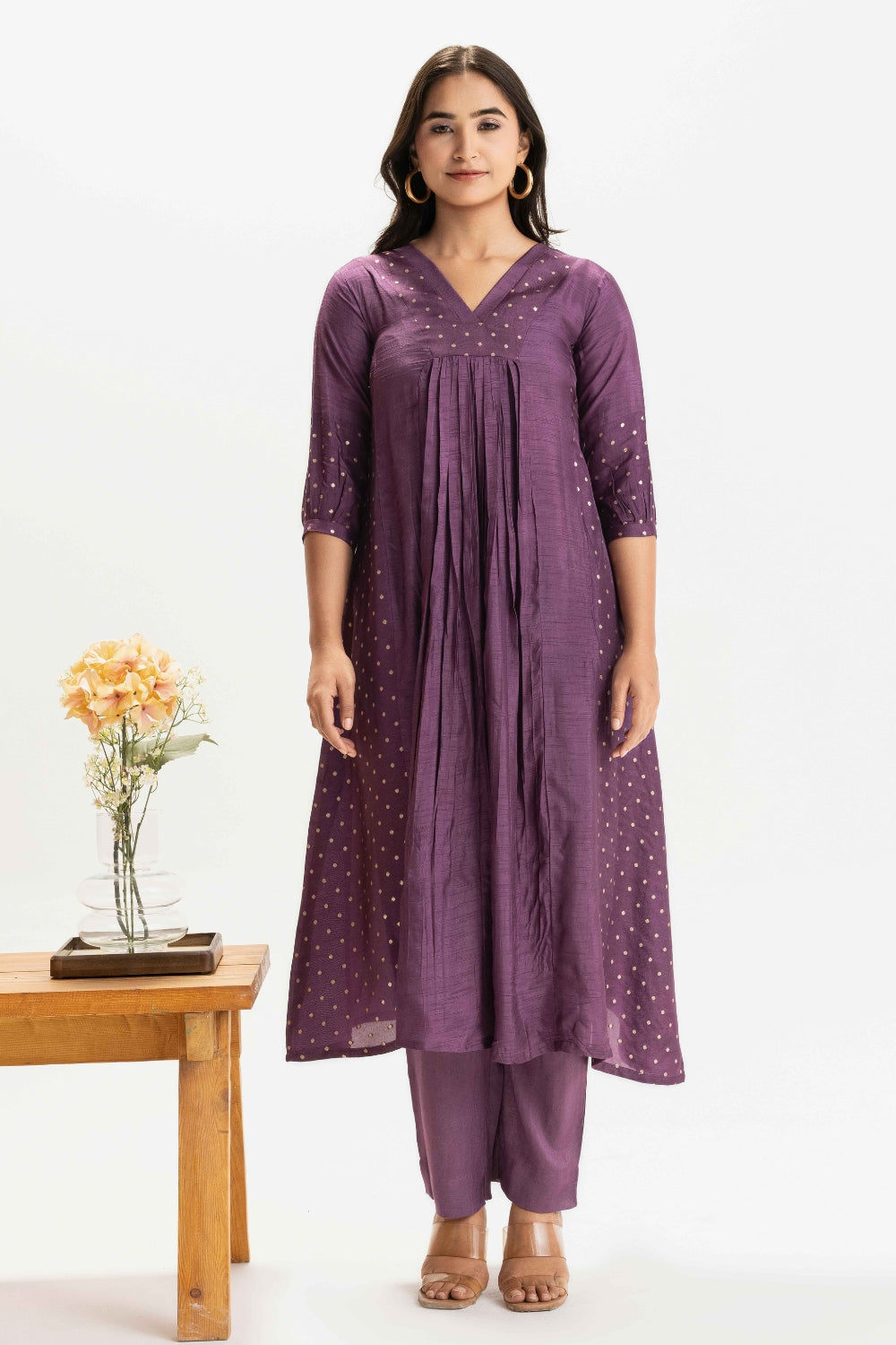 DEEP PURPLE DOLA SILK BROCADE WORK CO-ORD SET