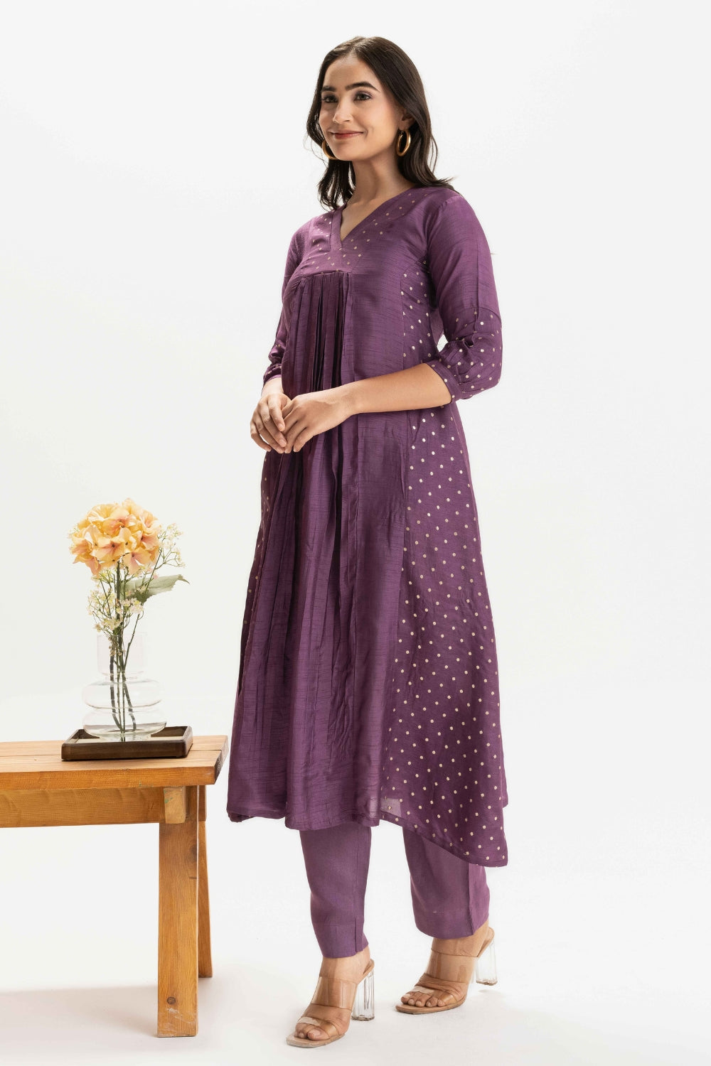 DEEP PURPLE DOLA SILK BROCADE WORK CO-ORD SET