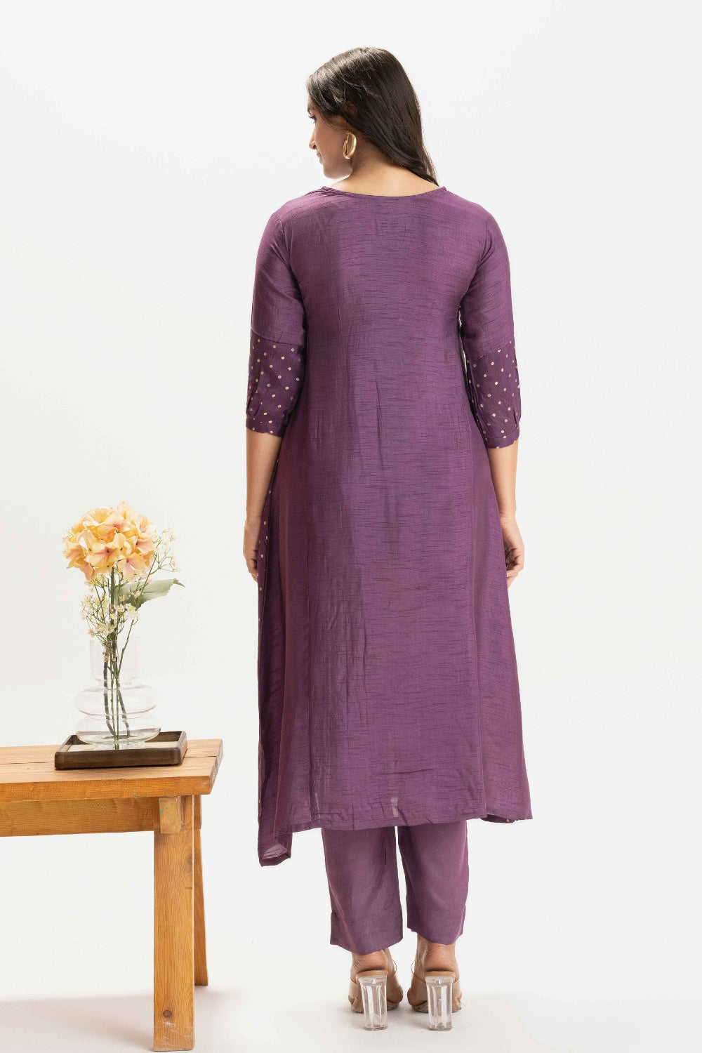 DEEP PURPLE DOLA SILK BROCADE WORK CO-ORD SET