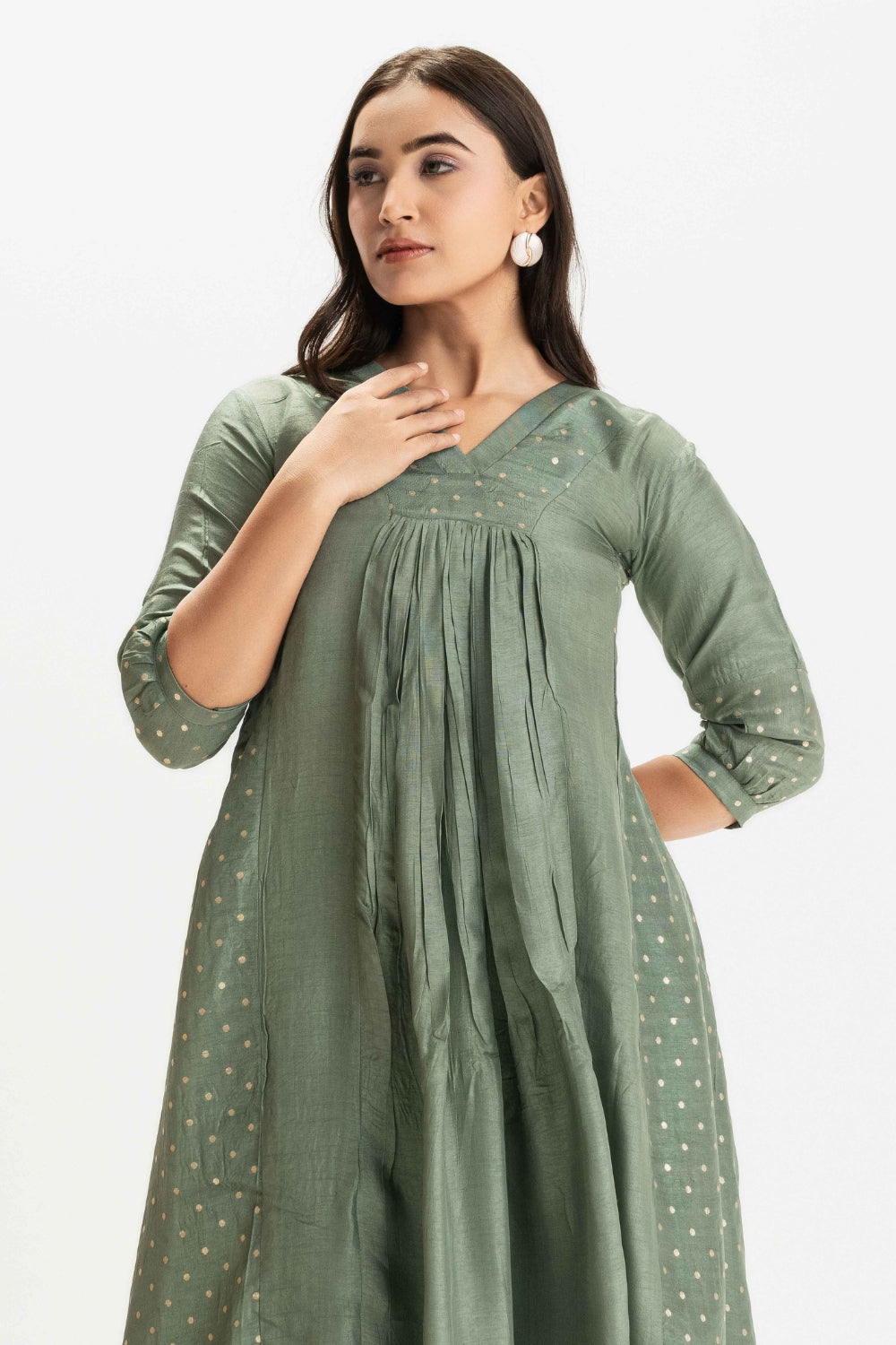 SAGE GREEN DOLA SILK BROCADE WORK CO-ORD SET