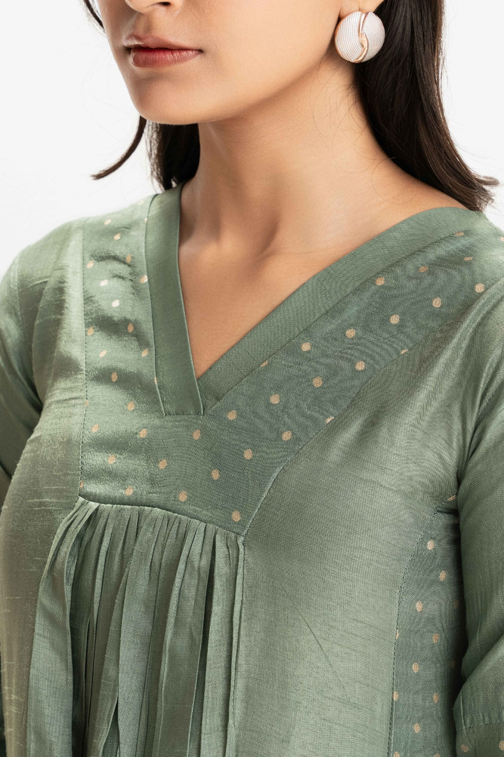 SAGE GREEN DOLA SILK BROCADE WORK CO-ORD SET