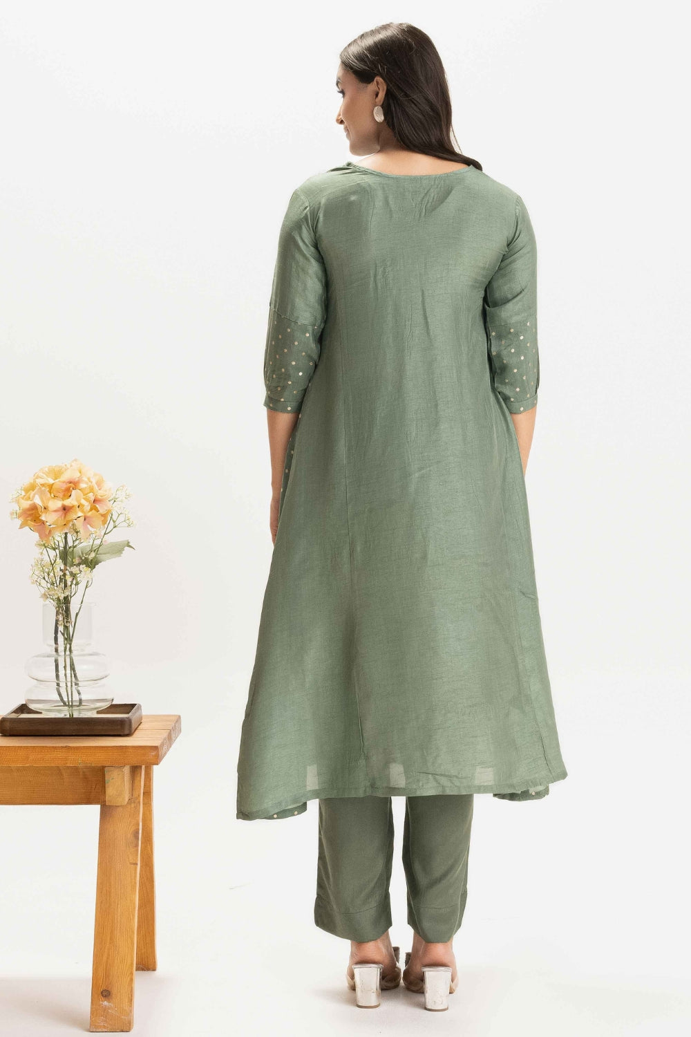SAGE GREEN DOLA SILK BROCADE WORK CO-ORD SET