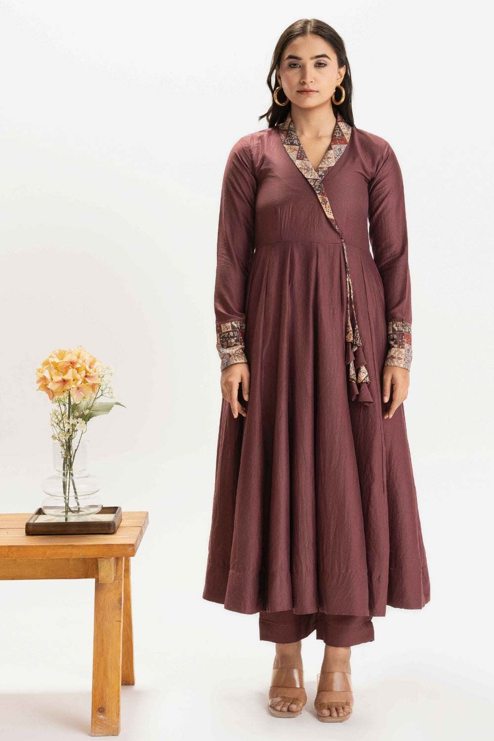 DUSTY PINK CHINNON COTTON ANARKALI (WITHOUT DUPATTA)