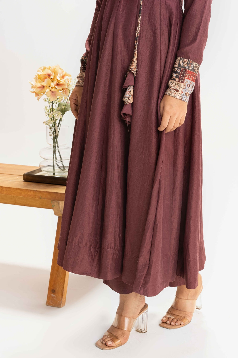 DUSTY PINK CHINNON COTTON ANARKALI (WITHOUT DUPATTA)